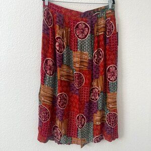 NWT Vtg Sag Harbor Sz 1X Patchwork Mixed Print Midi Skirt Boho Artsy Festival